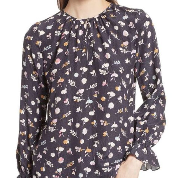 Rebecca Taylor Holly Flower Print Silk Top Sz 2 - Picture 4 of 11